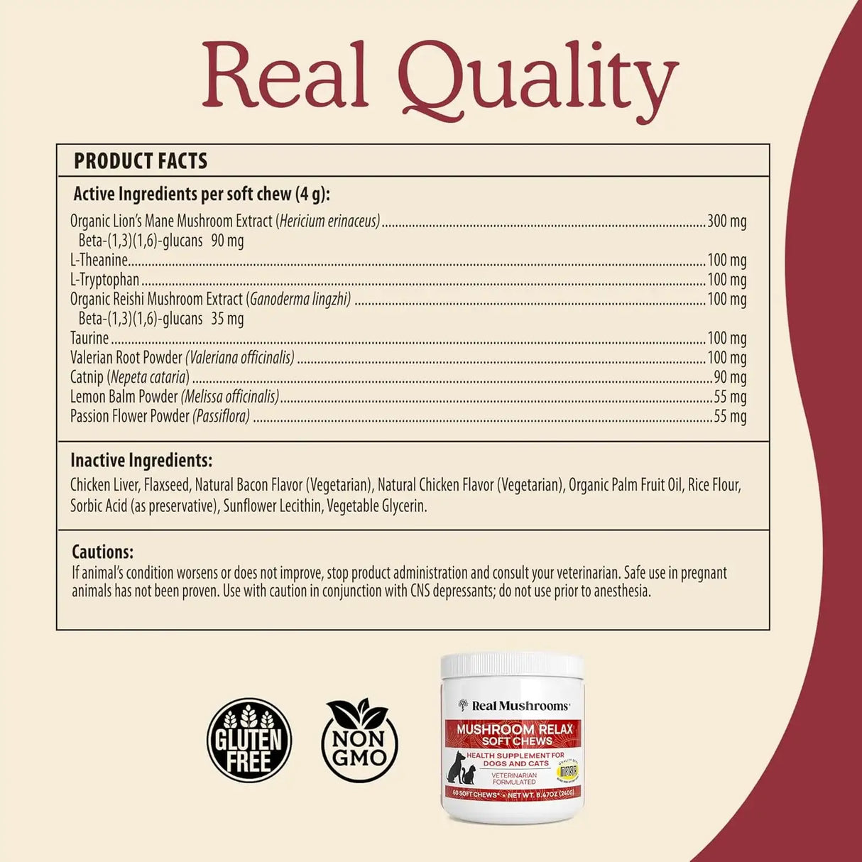 REAL MUSHROOMS - Real Mushrooms Calming Treats for Dogs & Cats 60 Masticables - The Red Vitamin MX - Suplementos Herbales Para Perros - {{ shop.shopifyCountryName }}