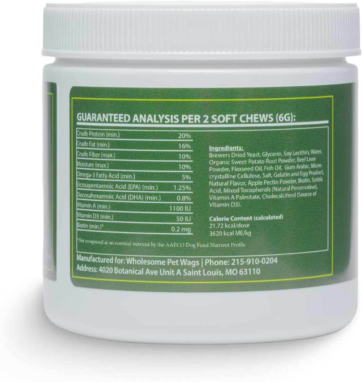 Wholesome Pet Wags Skin & Coat Soft Chews 60 Masticables