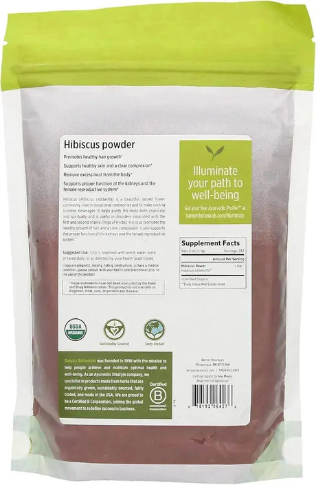 BANYAN - Banyan Botanicals Hibiscus Flower Powder 454Gr. - The Red Vitamin MX - Suplementos Alimenticios - {{ shop.shopifyCountryName }}