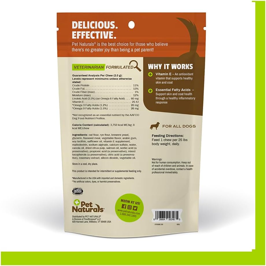 Pet Naturals Skin and Coat for Dogs 30 Masticables