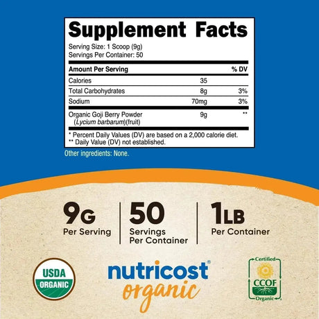 NUTRICOST - Nutricost Organic Goji Berry Powder 454Gr. - The Red Vitamin MX - Suplementos Alimenticios - {{ shop.shopifyCountryName }}