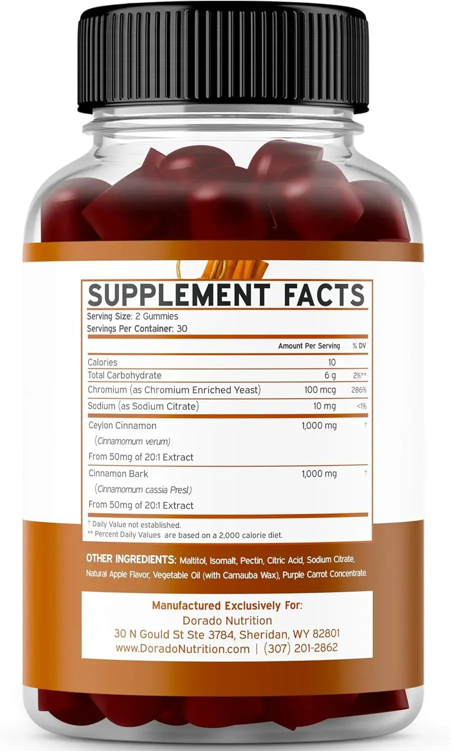 DORADO NUTRITION - Dorado Nutrition Sugar-Free Ceylon Cinnamon Gummies 2000Mg. 60 Gomitas - The Red Vitamin MX - Suplementos Alimenticios - {{ shop.shopifyCountryName }}