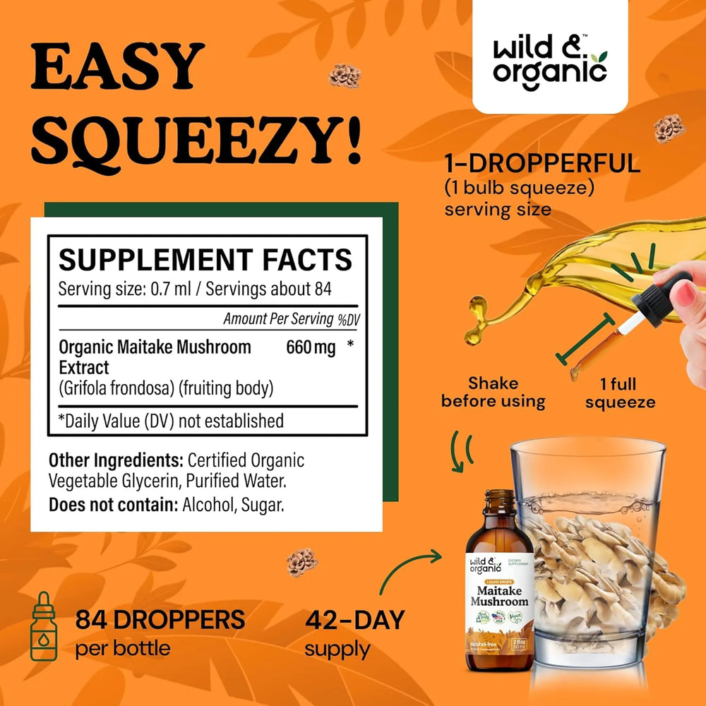 WILD & ORGANIC - Wild & Organic Maitake Mushroom Drops 2 Fl.Oz. - The Red Vitamin MX - Suplementos Alimenticios - {{ shop.shopifyCountryName }}