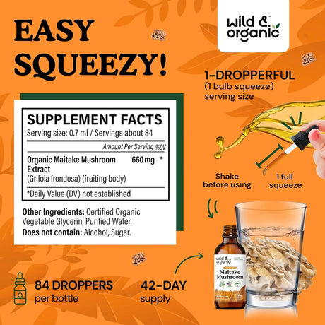 WILD & ORGANIC - Wild & Organic Maitake Mushroom Drops 2 Fl.Oz. - The Red Vitamin MX - Suplementos Alimenticios - {{ shop.shopifyCountryName }}