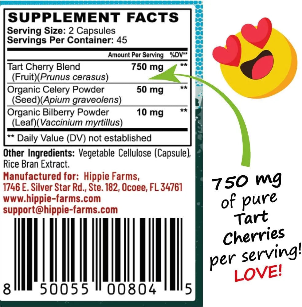 HIPPIE FARMS - Hippie Farms Tart Cherry 90 Capsulas - The Red Vitamin MX - Suplementos Alimenticios - {{ shop.shopifyCountryName }}