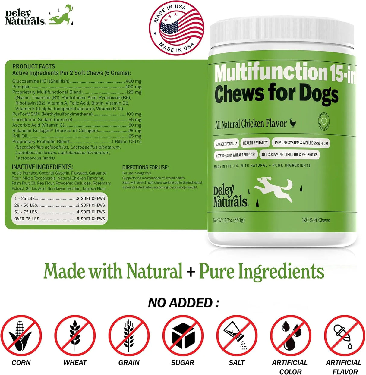 DELEY NATURALS - Deley Naturals Dog Multivitamins Chewable 120 Masticables - The Red Vitamin MX - Multivitamínicos Para Perros - {{ shop.shopifyCountryName }}