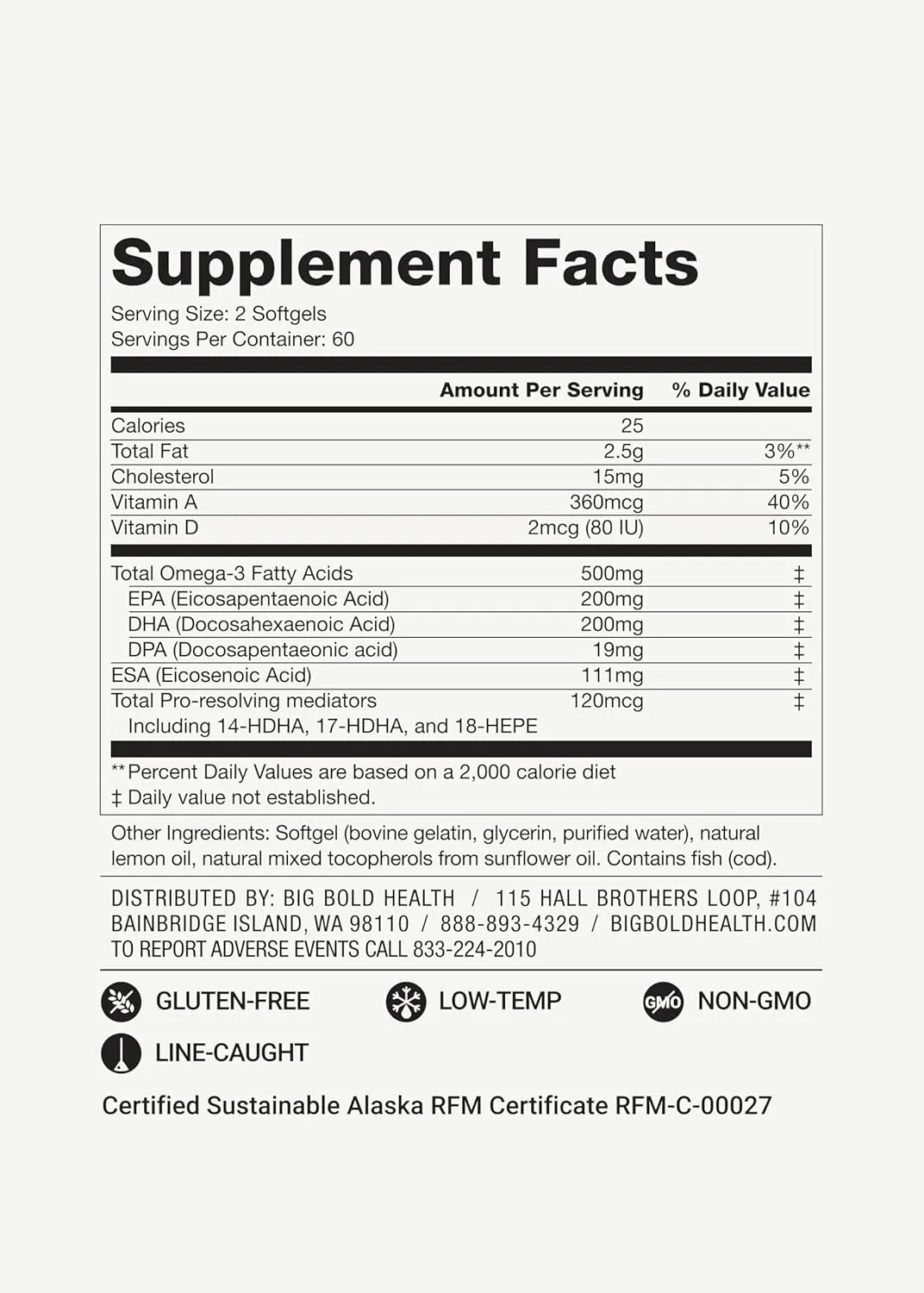 BIG BOLD HEALTH - Dutch Harbor Omega 3 Fish Oil 120 Capsulas Blandas - The Red Vitamin MX - Suplementos Alimenticios - {{ shop.shopifyCountryName }}