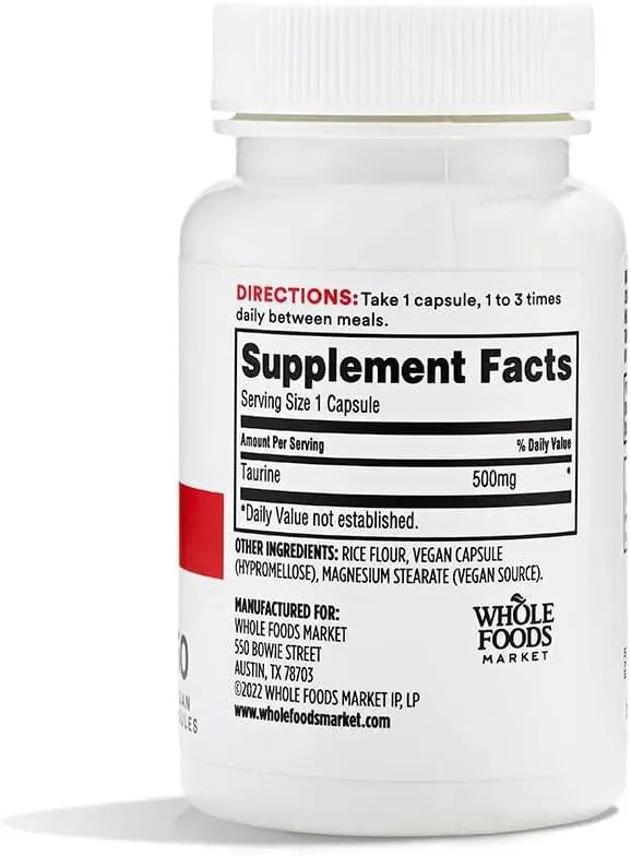 365 - 365 Whole Foods Market Taurine 500Mg. 60 Capsulas - The Red Vitamin MX - Suplementos Alimenticios - {{ shop.shopifyCountryName }}