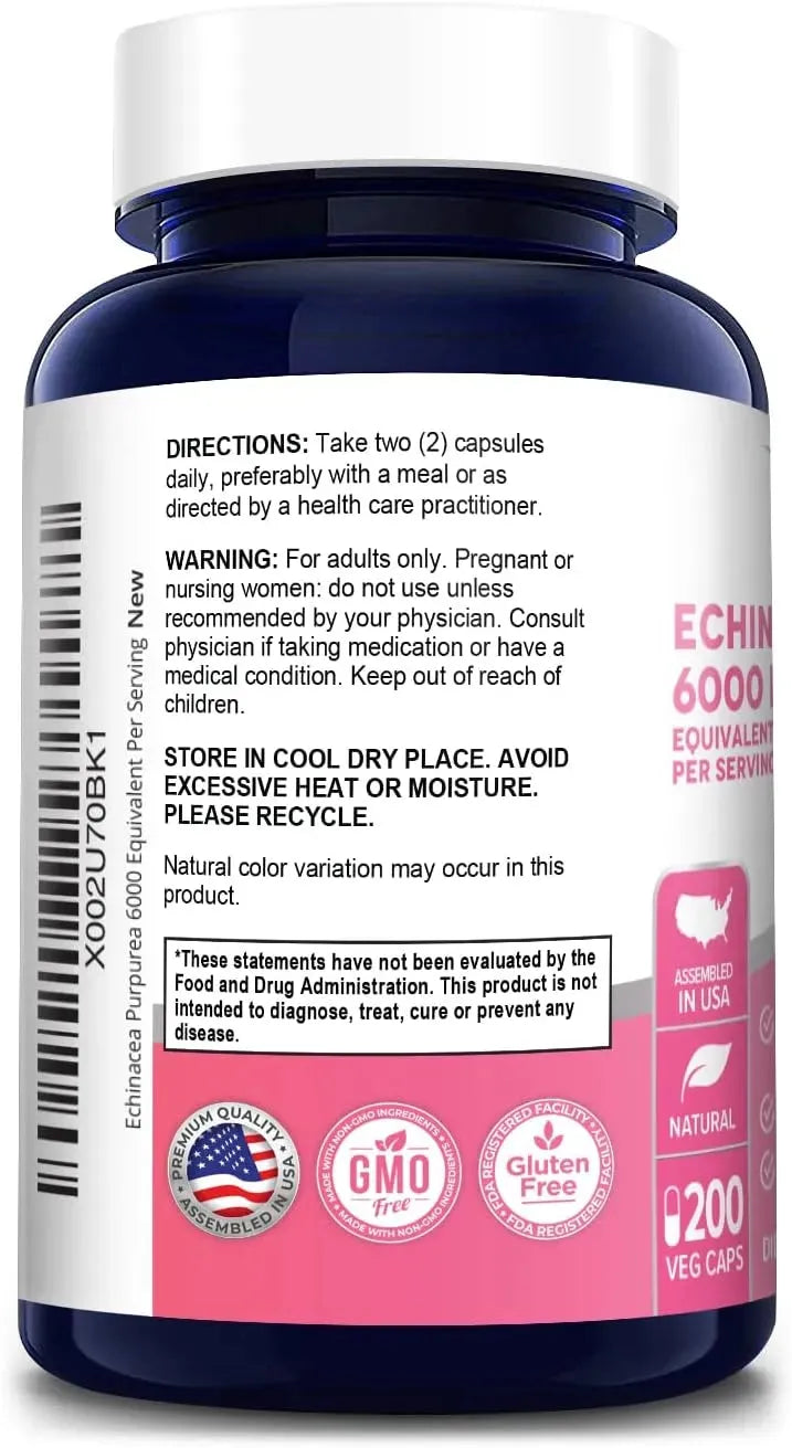 NUSAPURE - NusaPure Echinacea Extract 6000Mg. 200 Capsulas - The Red Vitamin MX - Suplementos Alimenticios - {{ shop.shopifyCountryName }}