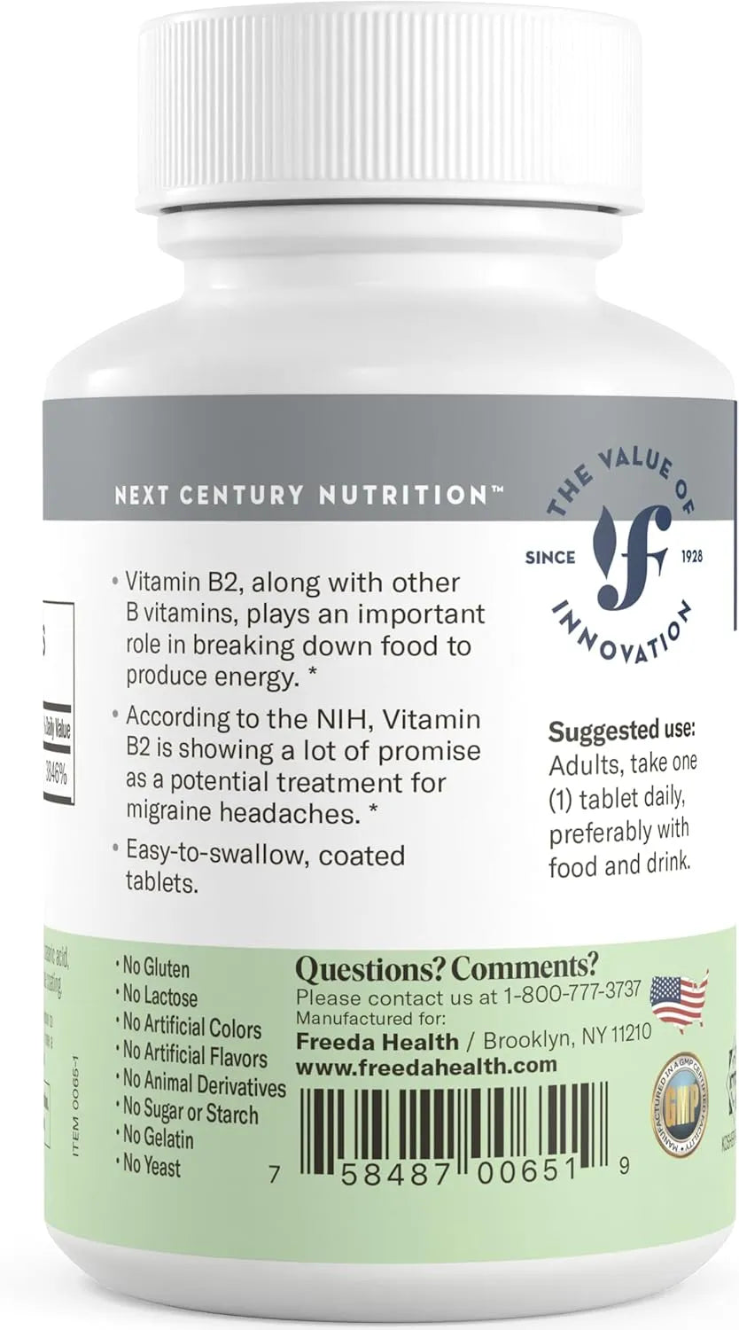 FREEDA - Freeda Vitamin B2 Riboflavin 50Mg. 100 Tabletas - The Red Vitamin MX - Suplementos Alimenticios - {{ shop.shopifyCountryName }}