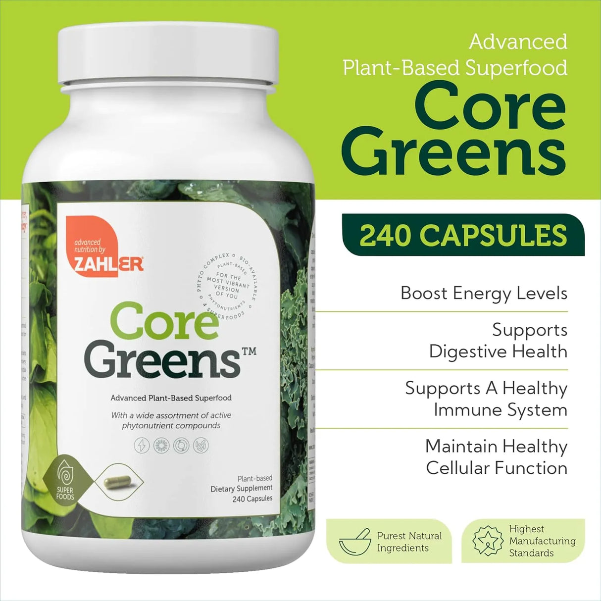 ZAHLER - Zahler Core Greens 240 Capsulas - The Red Vitamin MX - Suplementos Alimenticios - {{ shop.shopifyCountryName }}