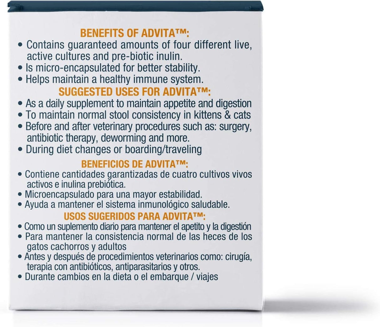 VetOne Advita Powder Probiotic Nutritional Supplement for Cats 30 Paquetes