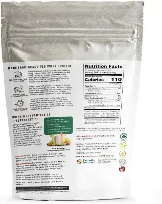 FANTASTIC NUTRITION - Fantastic Nutrition Natural Grass Fed Whey Protein Powder Unflavored 1055Gr. - The Red Vitamin MX - Suplementos Alimenticios - {{ shop.shopifyCountryName }}