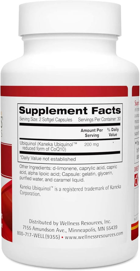 WELLNESS RESOURCES - Wellness Resources Super CoQ10 Ubiquinol 100Mg. 60 Capsulas - The Red Vitamin MX - Suplementos Alimenticios - {{ shop.shopifyCountryName }}