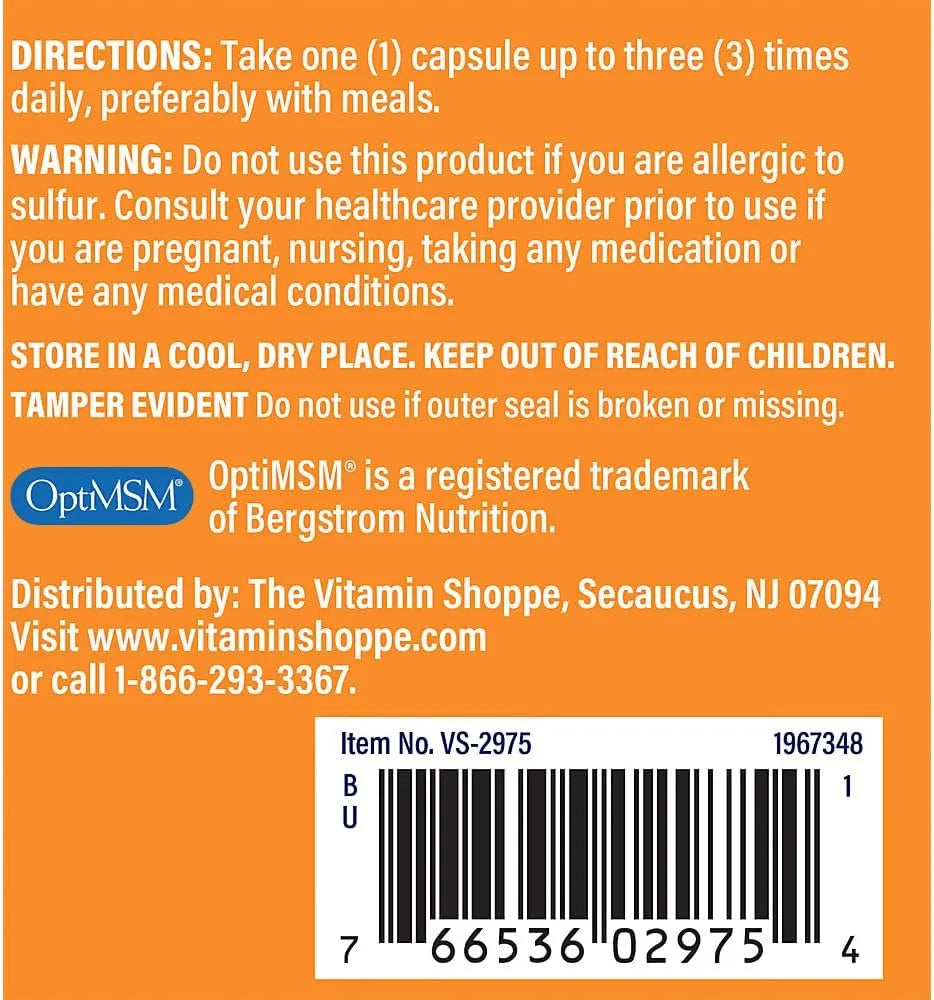 THE VITAMIN SHOPPE - The Vitamin Shoppe MSM 1000Mg. 120 Capsulas - The Red Vitamin MX - Suplementos Alimenticios - {{ shop.shopifyCountryName }}