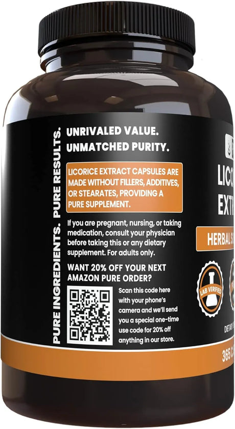 PURE ORIGINAL INGREDIENTS - Pure Original Ingredients Licorice Extract 365 Capsulas - The Red Vitamin MX - Suplementos Alimenticios - {{ shop.shopifyCountryName }}