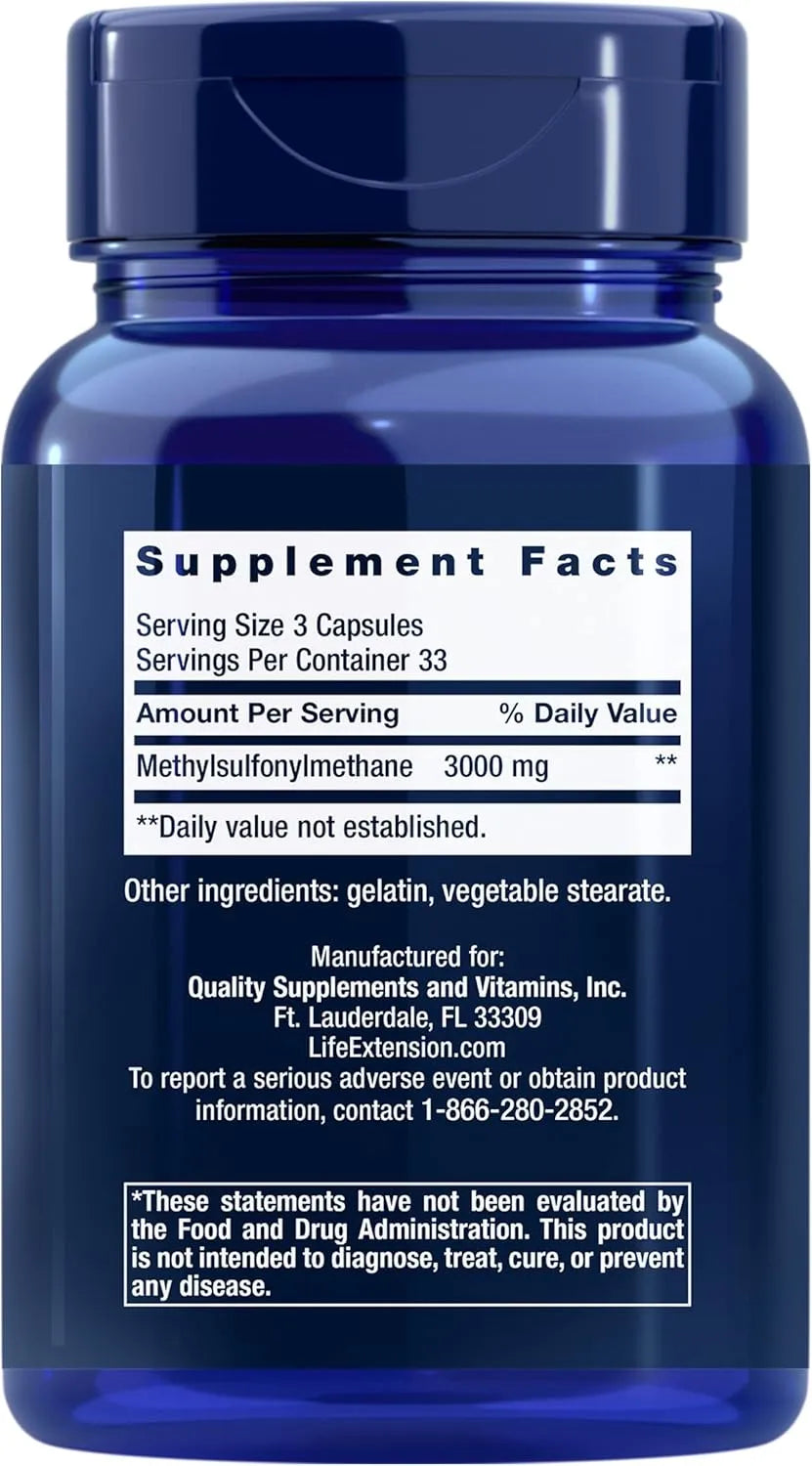 LIFE EXTENSION - Life Extension MSM 1000Mg. 100 Capsulas - The Red Vitamin MX - Suplementos Alimenticios - {{ shop.shopifyCountryName }}