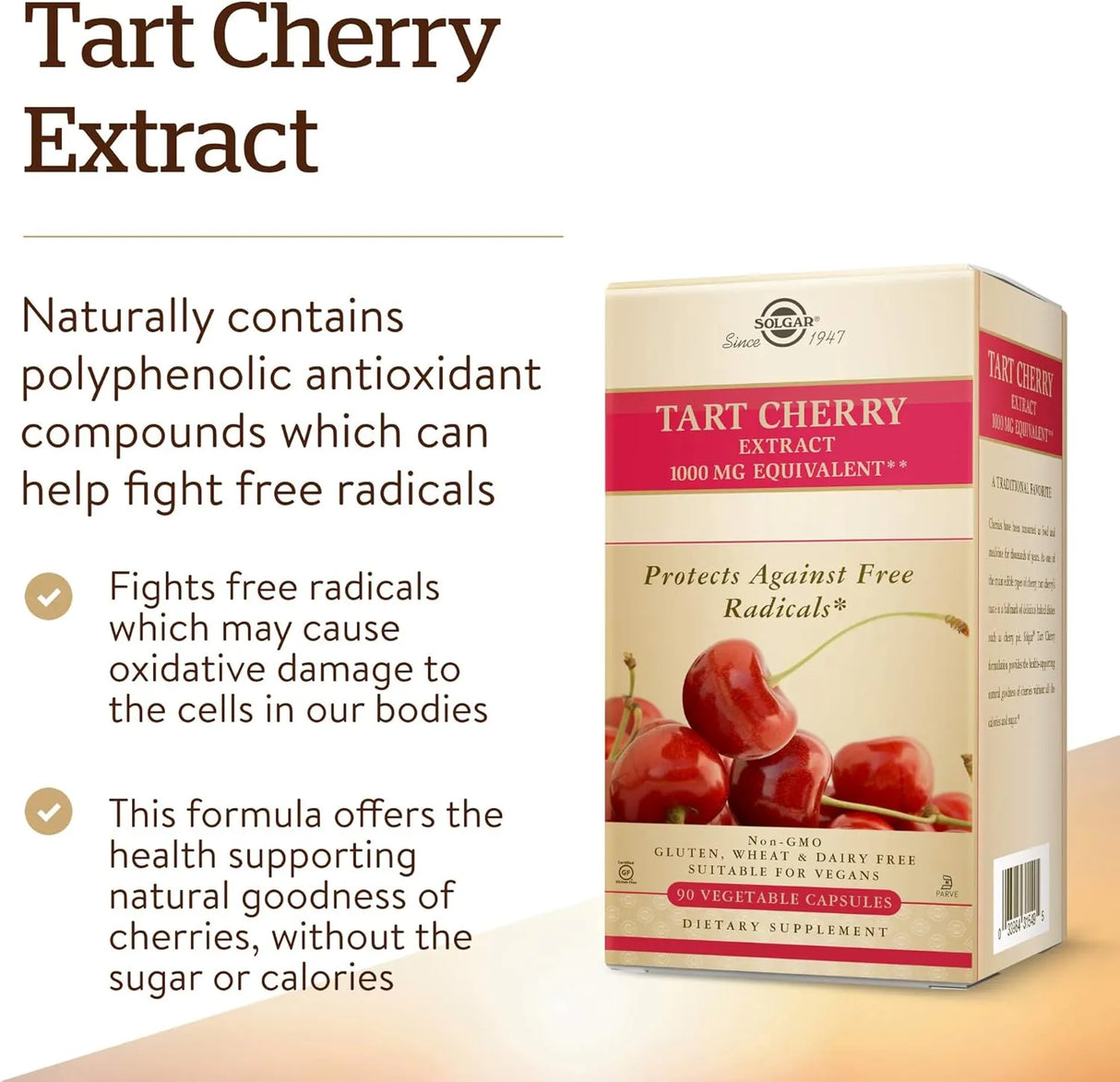 SOLGAR - Solgar Tart Cherry 1000Mg. 90 Capsulas - The Red Vitamin MX - Suplementos Alimenticios - {{ shop.shopifyCountryName }}