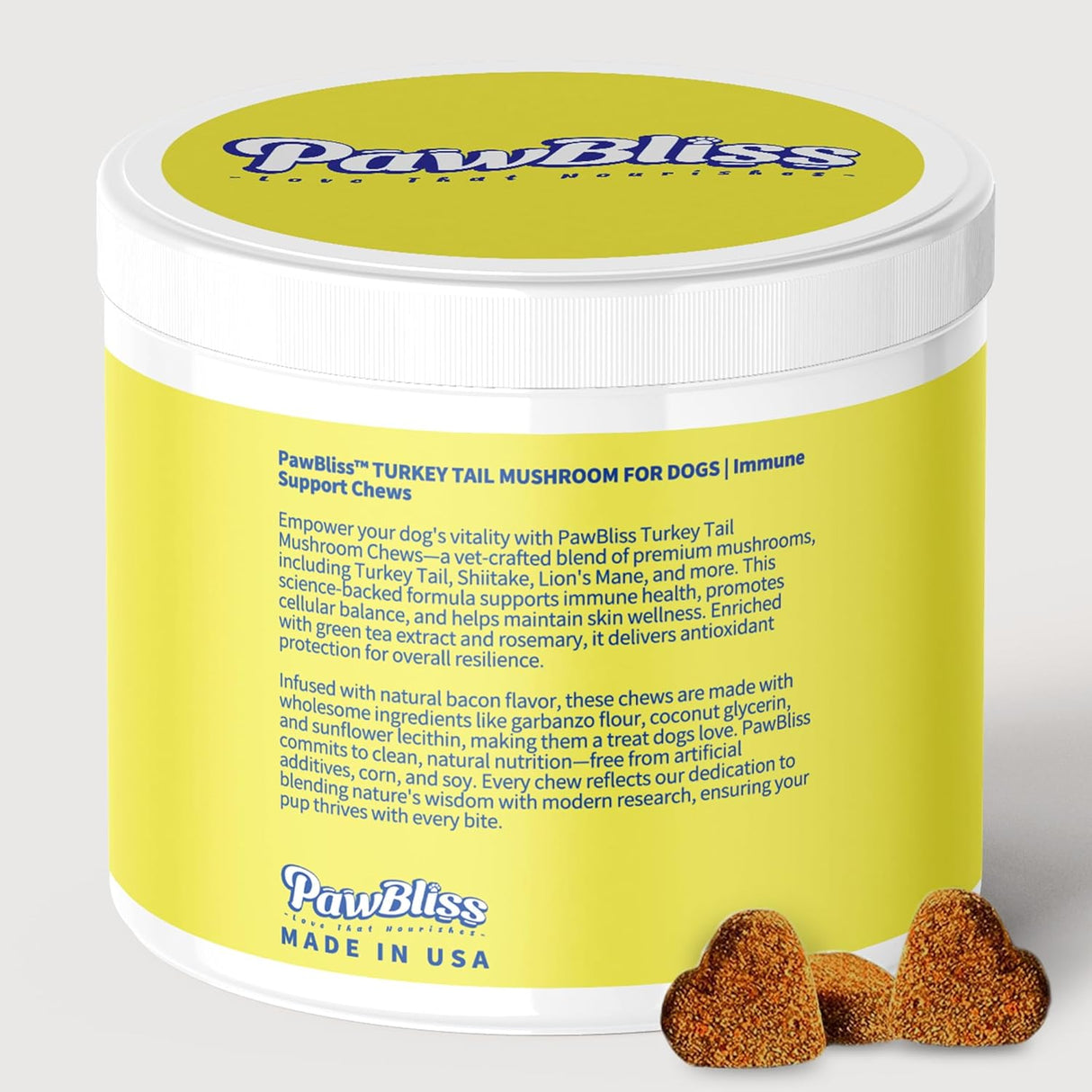 PAWBLISS - PawBliss Turkey Tail Mushroom for Dogs 120 Masticables - The Red Vitamin MX - Suplementos Herbales Para Perros - {{ shop.shopifyCountryName }}