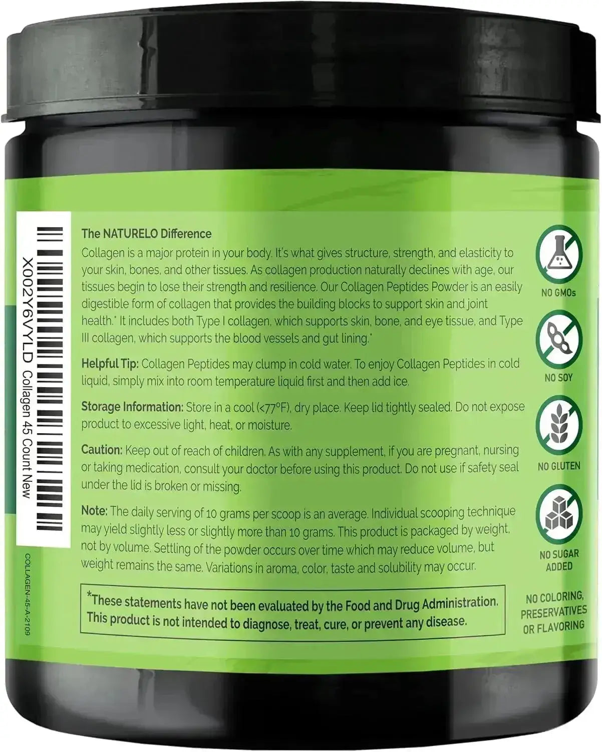 NATURELO - NATURELO Collagen Peptide Powder 1 Lb. - The Red Vitamin MX - Suplementos Alimenticios - {{ shop.shopifyCountryName }}