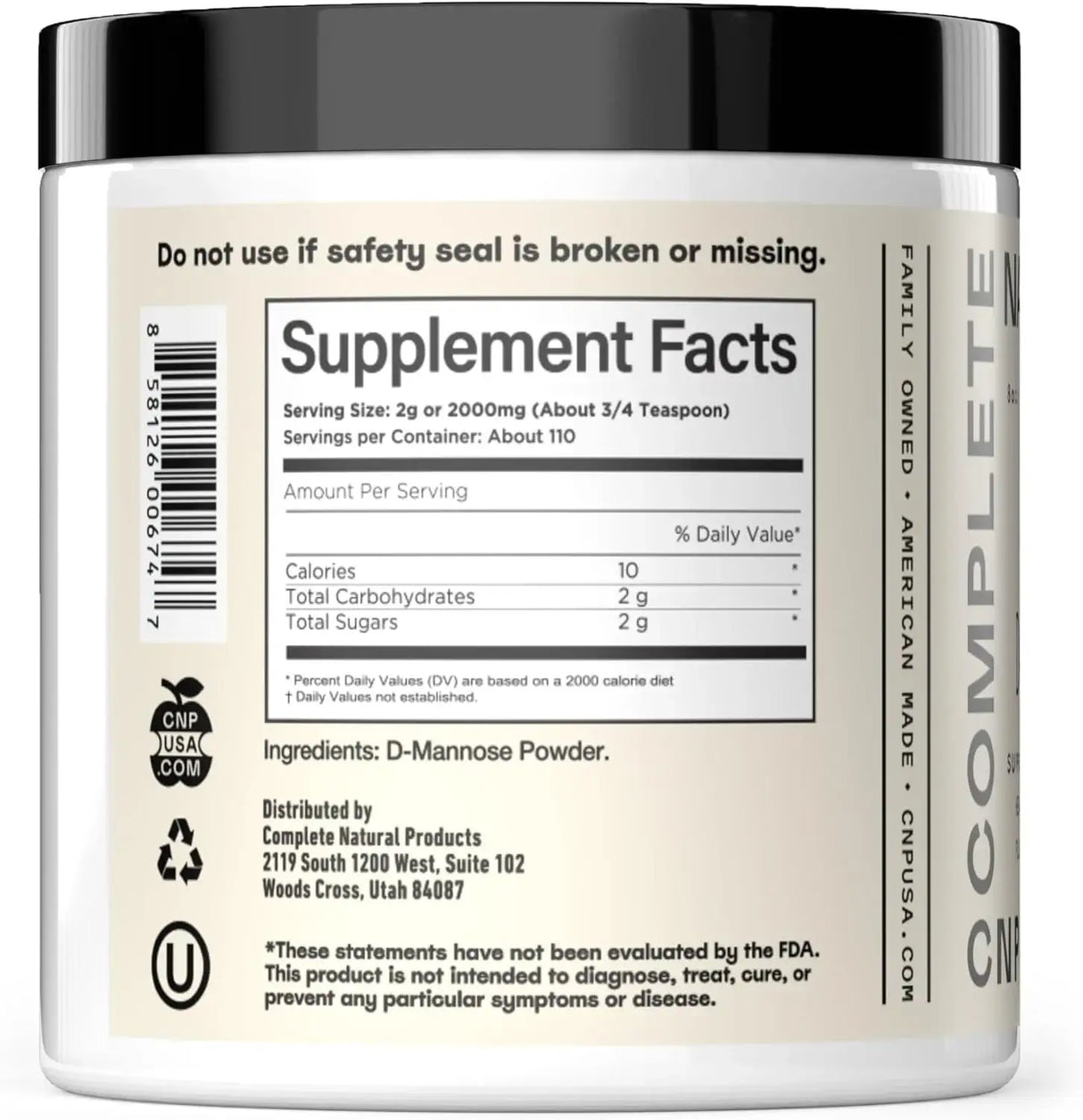 COMPLETE NATURAL PRODUCTS - Complete Natural Products Pure D-Mannose Powder 227Gr. - The Red Vitamin MX - Suplementos Alimenticios - {{ shop.shopifyCountryName }}