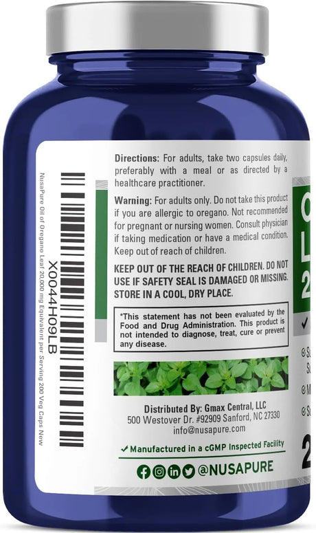 NUSAPURE - NusaPure Oregano Oil Extract 20000Mg. 200 Capsulas - The Red Vitamin MX - Suplementos Alimenticios - {{ shop.shopifyCountryName }}