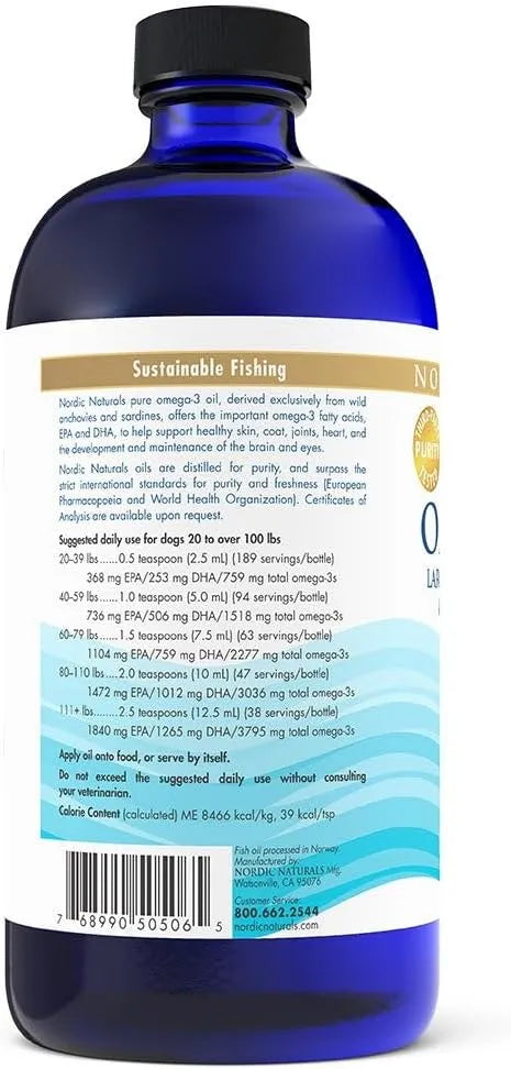 NORDIC NATURALS - Nordic Naturals Omega-3 Pet Unflavored 16 Fl.Oz. - The Red Vitamin MX - Aceite De Pescado Para Perros - {{ shop.shopifyCountryName }}