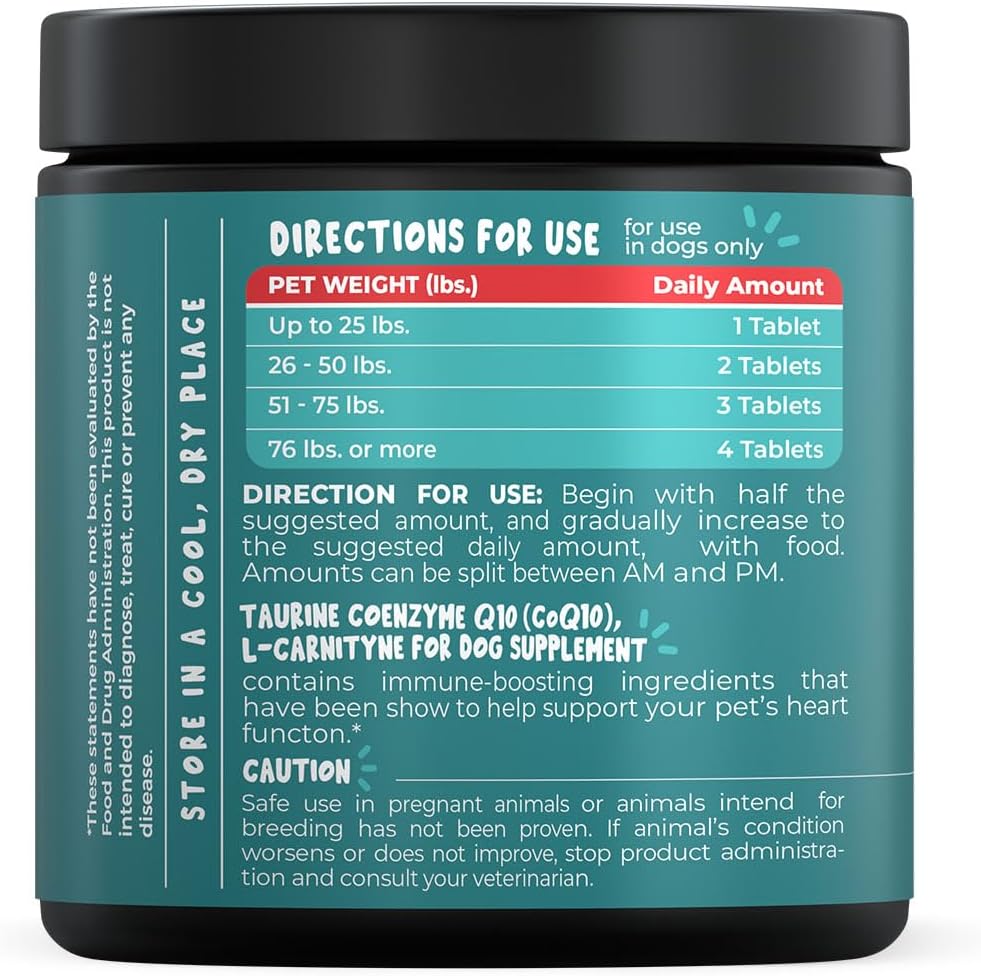 PET LOL Taurine for Dogs with L-Carnitine and Coenzyme Q10 120 Masticables