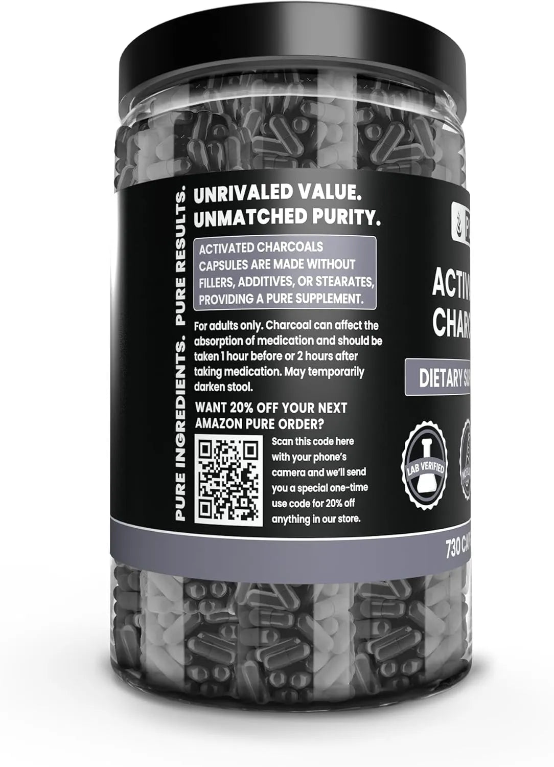 PURE ORIGINAL INGREDIENTS - Pure Original Ingredients Activated Charcoal 730 Capsulas - The Red Vitamin MX - Suplementos Alimenticios - {{ shop.shopifyCountryName }}