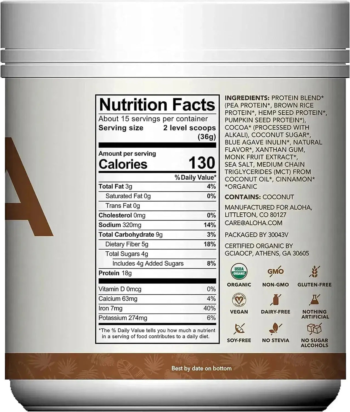 ALOHA - ALOHA Organic Plant Based Protein Powder Chocolate 15 Servicios 540Gr. - The Red Vitamin MX - Suplementos Alimenticios - {{ shop.shopifyCountryName }}