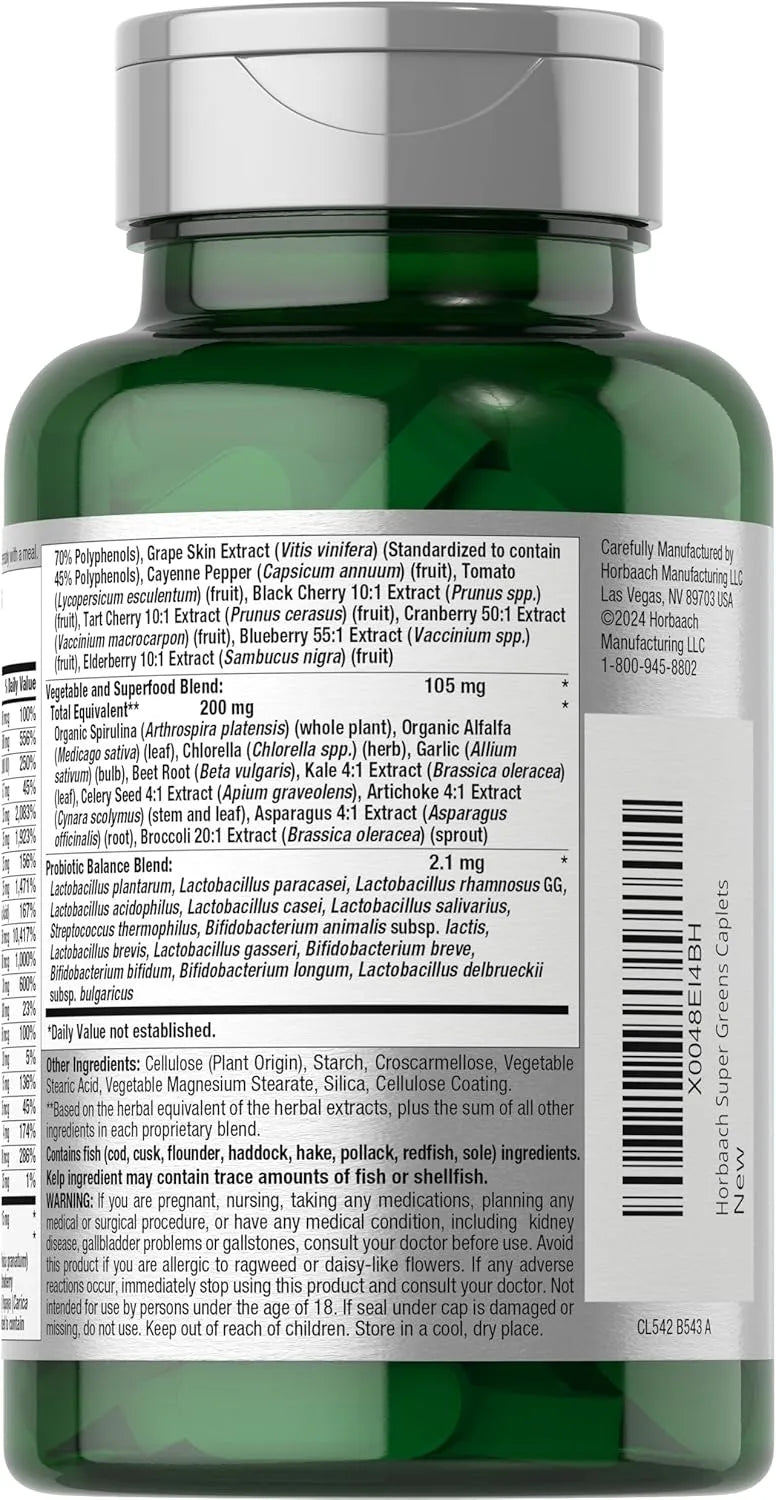 HORBAACH - Horbaach Super Greens with Probiotics 150 Tabletas - The Red Vitamin MX - Suplementos Alimenticios - {{ shop.shopifyCountryName }}