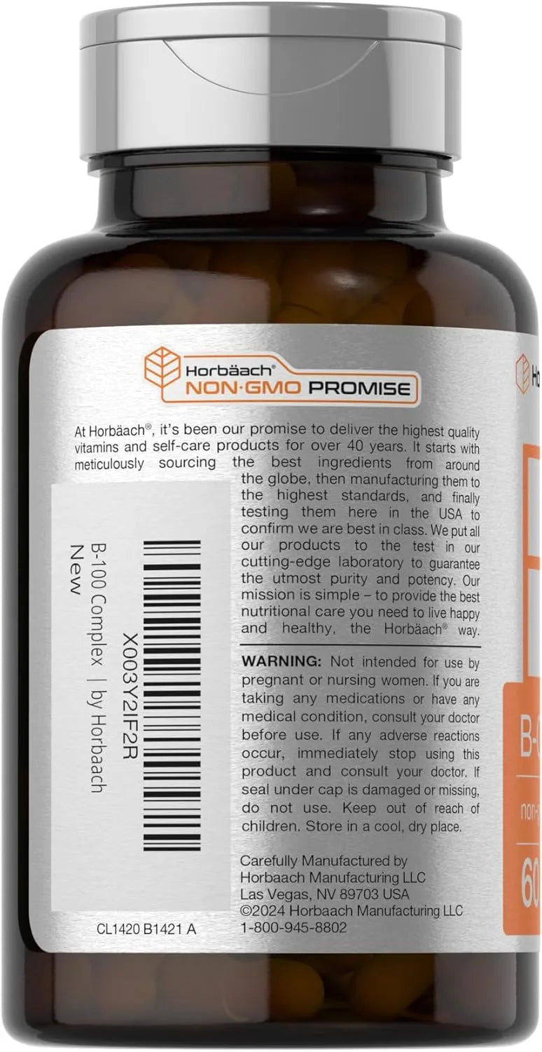 HORBAACH - Horbaach Vitamin B-100 Complex 60 Capsulas - The Red Vitamin MX - Suplementos Alimenticios - {{ shop.shopifyCountryName }}