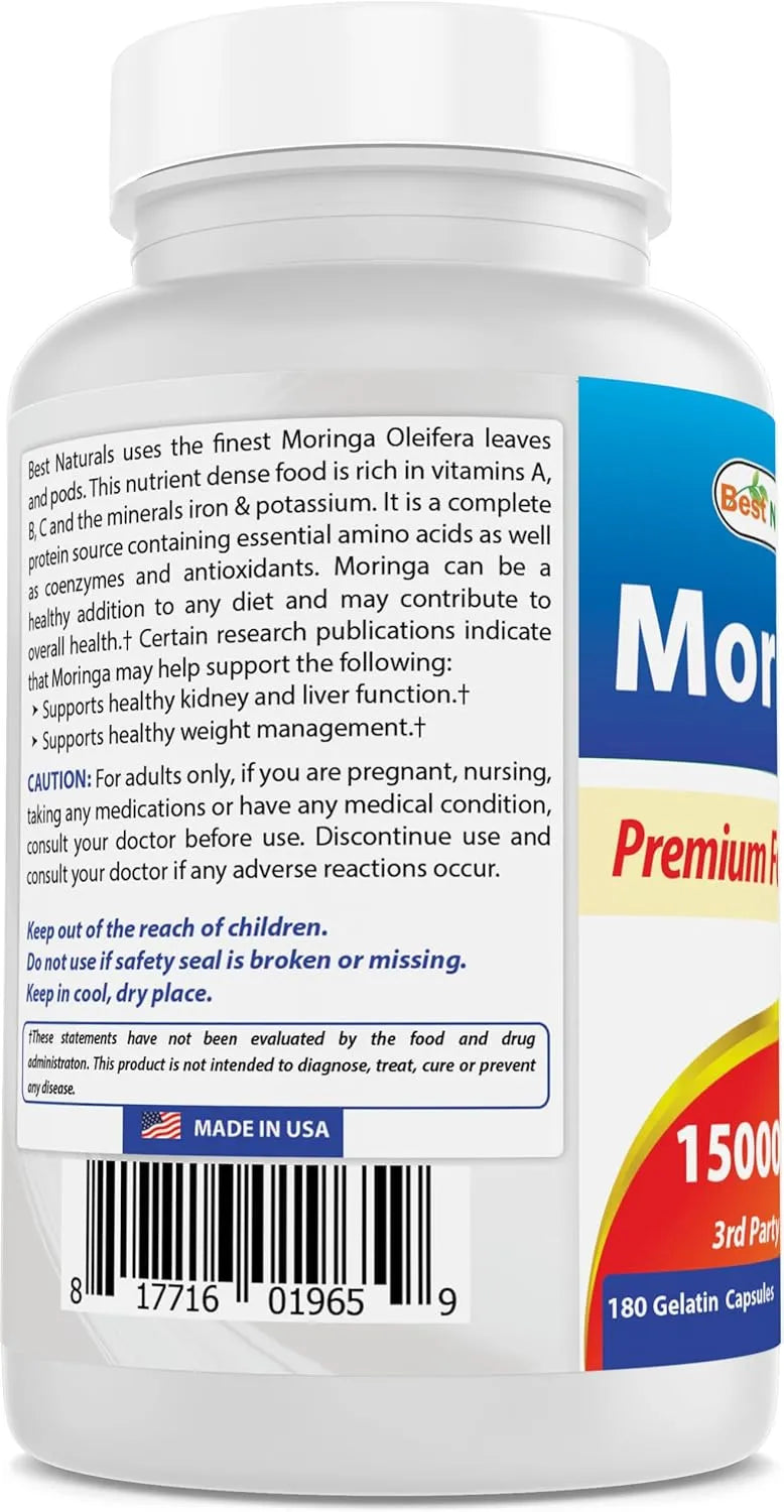 BEST NATURALS - Best Naturals Moringa 15000Mg. 180 Capsulas - The Red Vitamin MX - Suplementos Alimenticios - {{ shop.shopifyCountryName }}