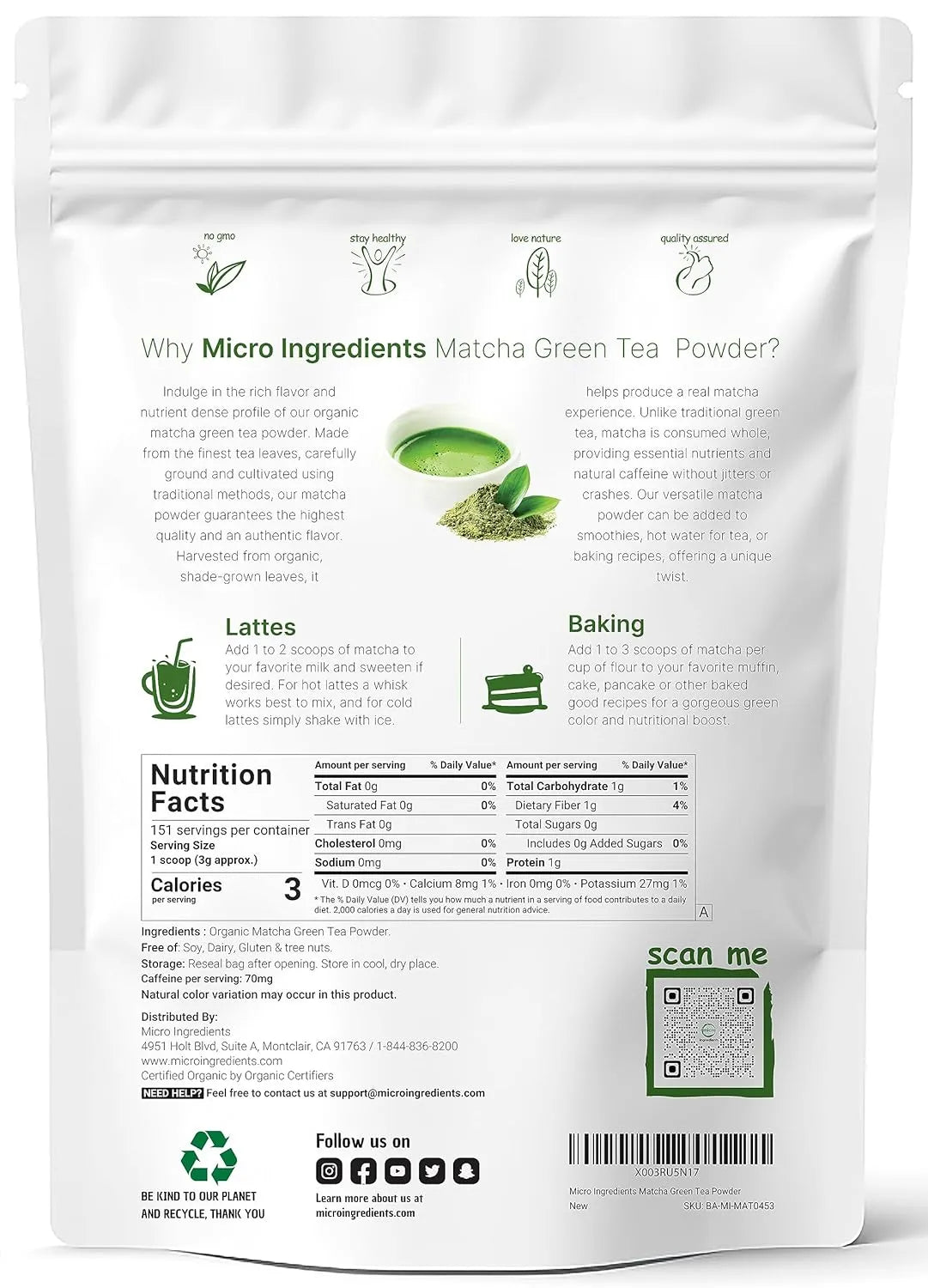 MICRO INGREDIENTS - Micro Ingredients Organic Matcha Green Tea Powder 454Gr. - The Red Vitamin MX - Suplementos Alimenticios - {{ shop.shopifyCountryName }}