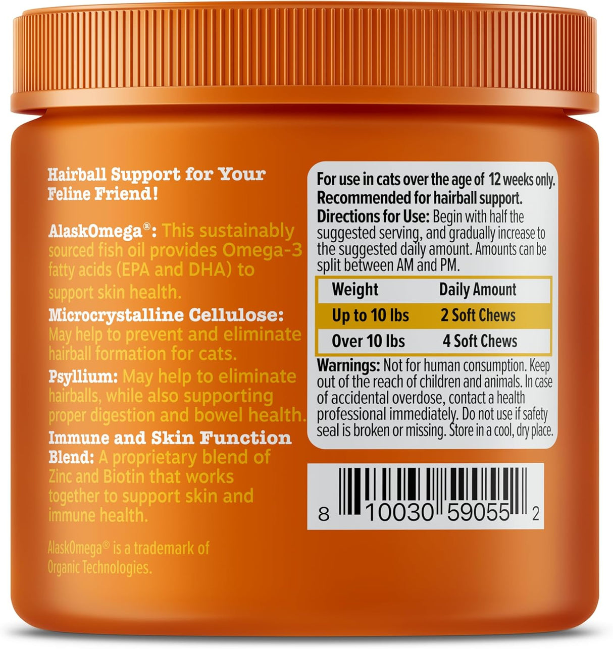 Zesty Paws Hairball Bites for Cats 60 Masticables