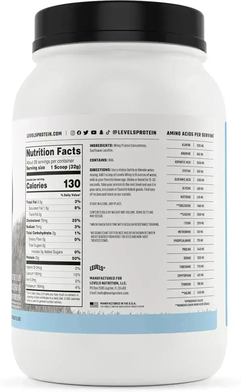 LEVELS - Levels Grass Fed Whey Protein Powder Unflavored 2Lb. - The Red Vitamin MX - Suplementos Alimenticios - {{ shop.shopifyCountryName }}