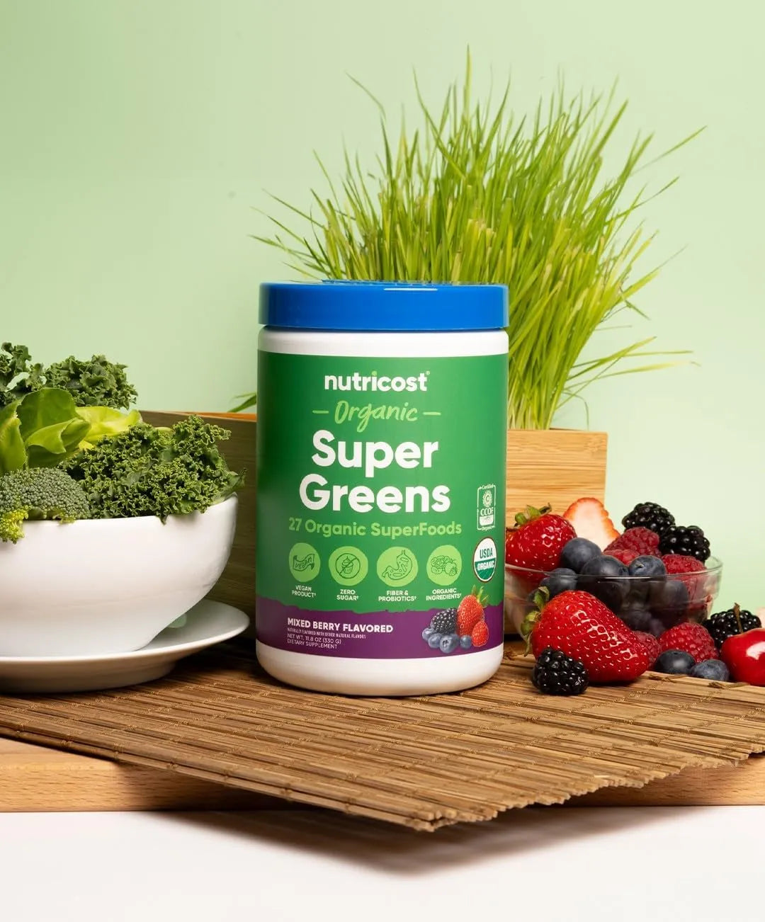 NUTRICOST - Nutricost Organic Super Greens Powder 30 Servicios Mixed Berry Flavor 330Gr. - The Red Vitamin MX - Suplementos Alimenticios - {{ shop.shopifyCountryName }}
