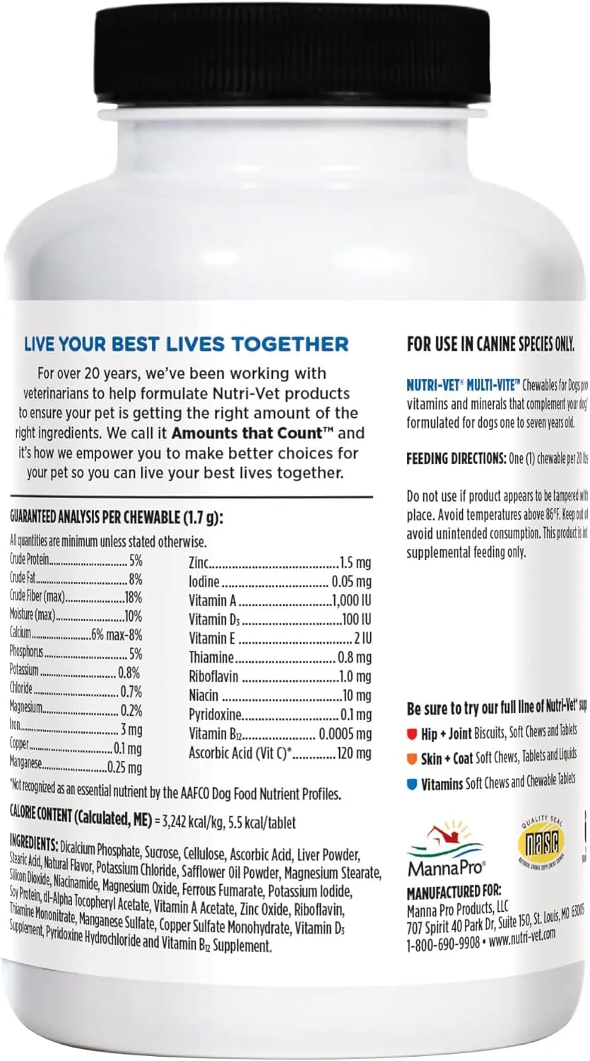 NUTRI-VET - Nutri-Vet Multi-Vite Chewables for Adult Dogs 180 Masticables - The Red Vitamin MX - Multivitamínicos Para Perros - {{ shop.shopifyCountryName }}