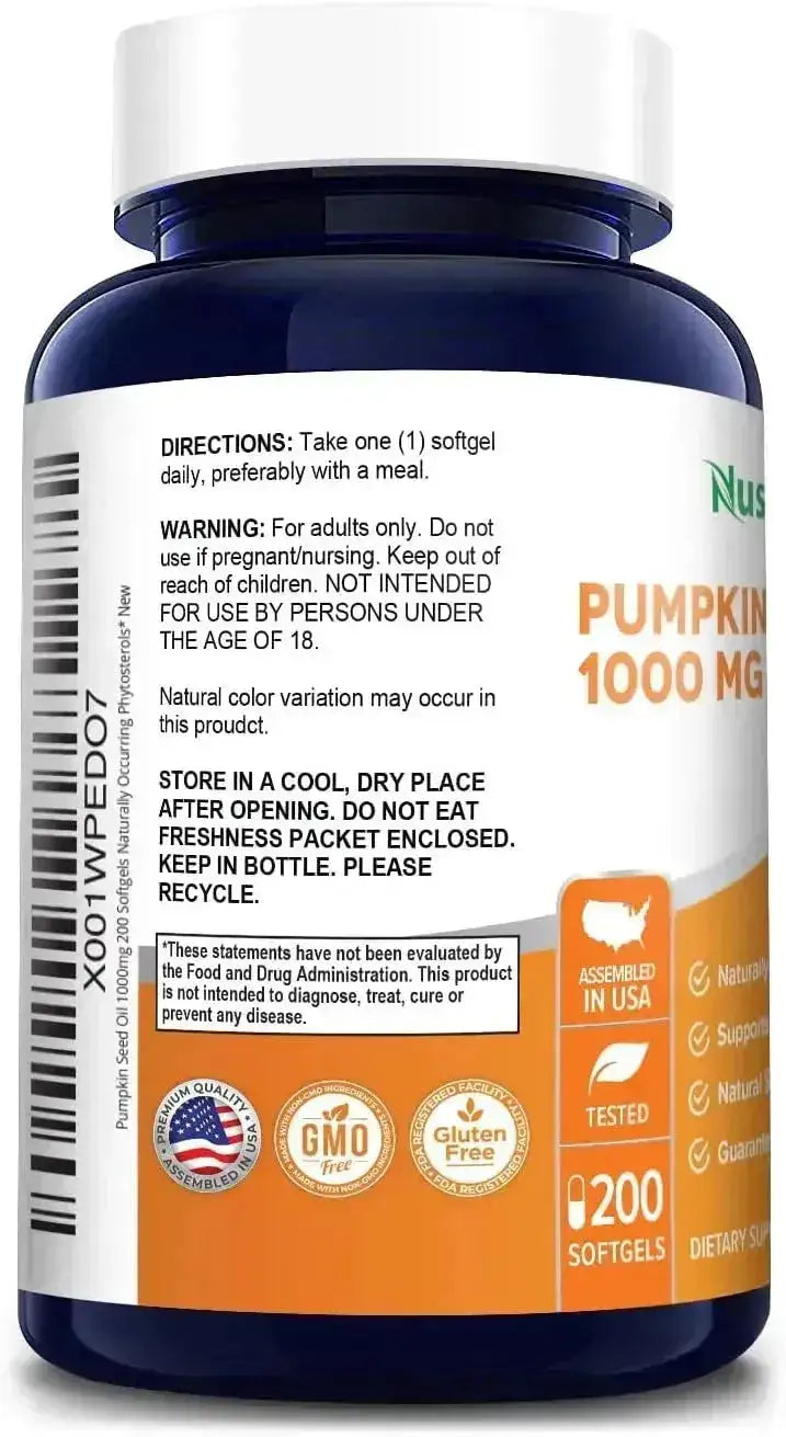 NUSAPURE - NusaPure Pumpkin Seed Oil 1000Mg. 200 Capsulas Blandas - The Red Vitamin MX - Suplementos Alimenticios - {{ shop.shopifyCountryName }}