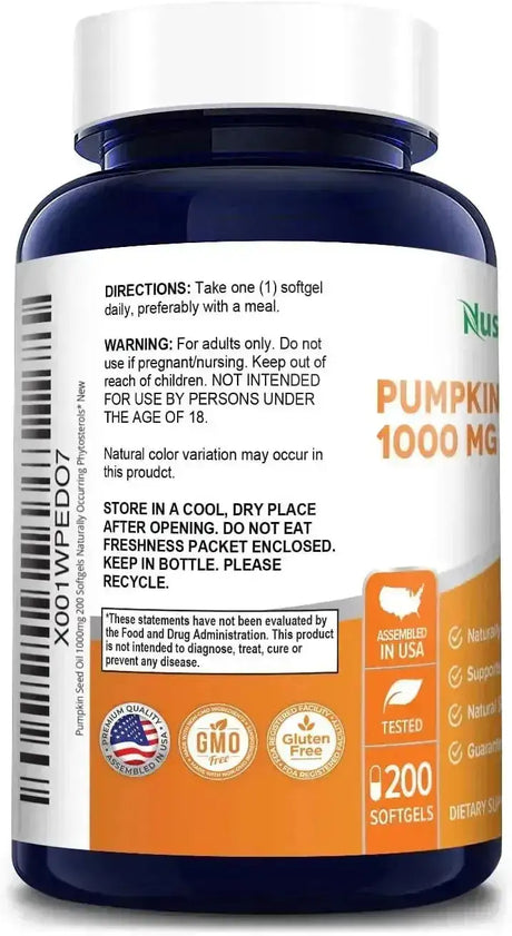 NUSAPURE - NusaPure Pumpkin Seed Oil 1000Mg. 200 Capsulas Blandas - The Red Vitamin MX - Suplementos Alimenticios - {{ shop.shopifyCountryName }}