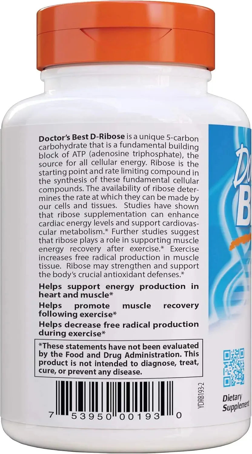 DOCTOR'S BEST - Doctor's Best D-Ribose with Bioenergy Ribose 120 Capsulas - The Red Vitamin MX - Suplementos Alimenticios - {{ shop.shopifyCountryName }}