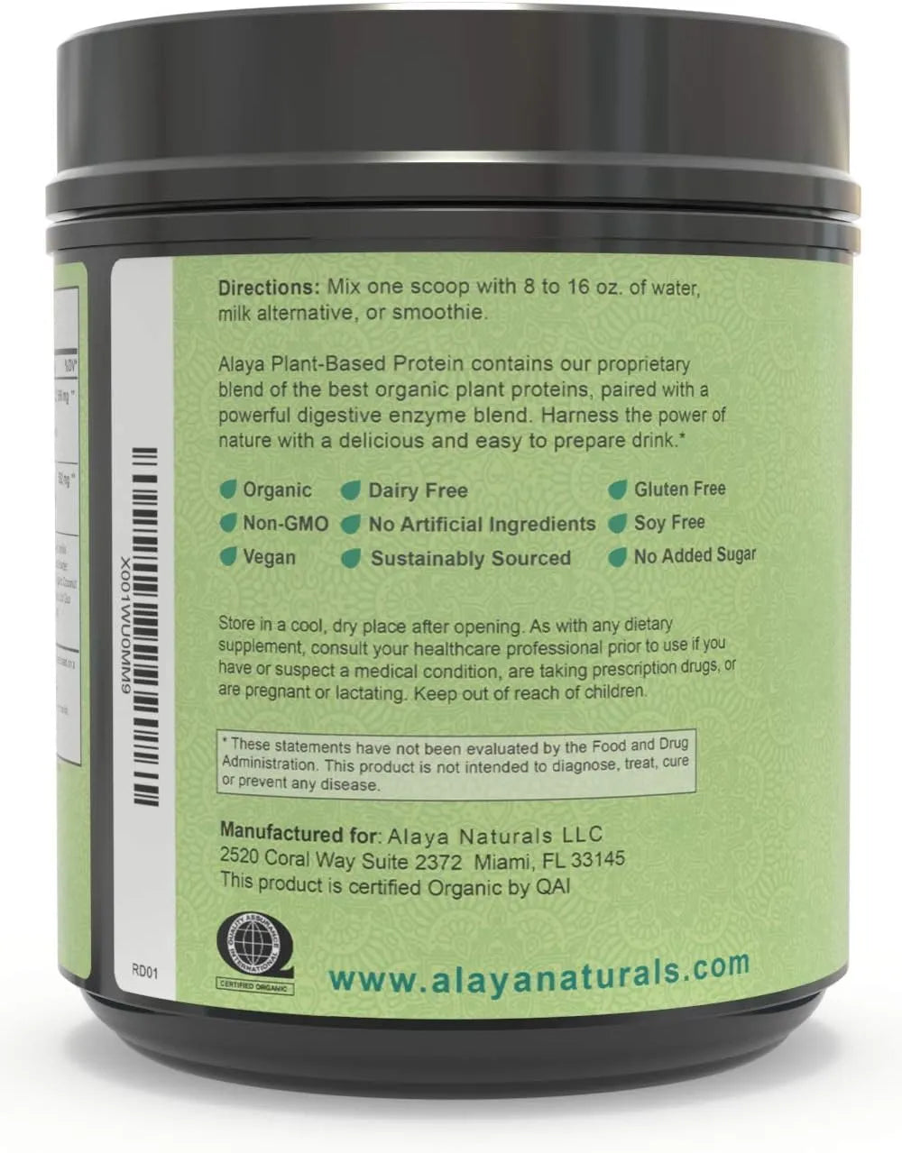 ALAYA NATURALS - Alaya Naturals Organic Plant Based Protein Powder Vanilla 480Gr. - The Red Vitamin MX - Suplementos Alimenticios - {{ shop.shopifyCountryName }}