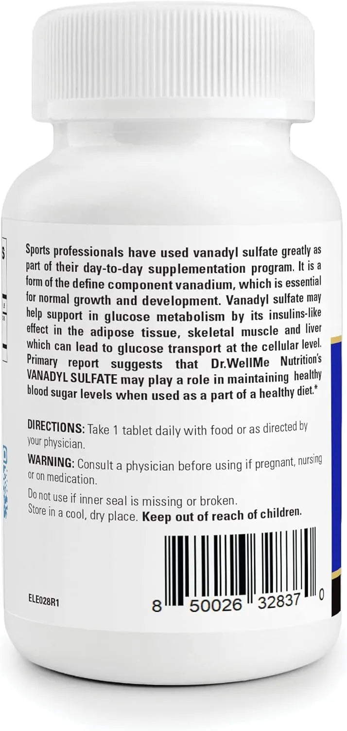 DR. WELLME - Dr.WellMe Nutrition Vanadyl Sulfate 10Mg. 100 Tabletas - The Red Vitamin MX - Suplementos Alimenticios - {{ shop.shopifyCountryName }}