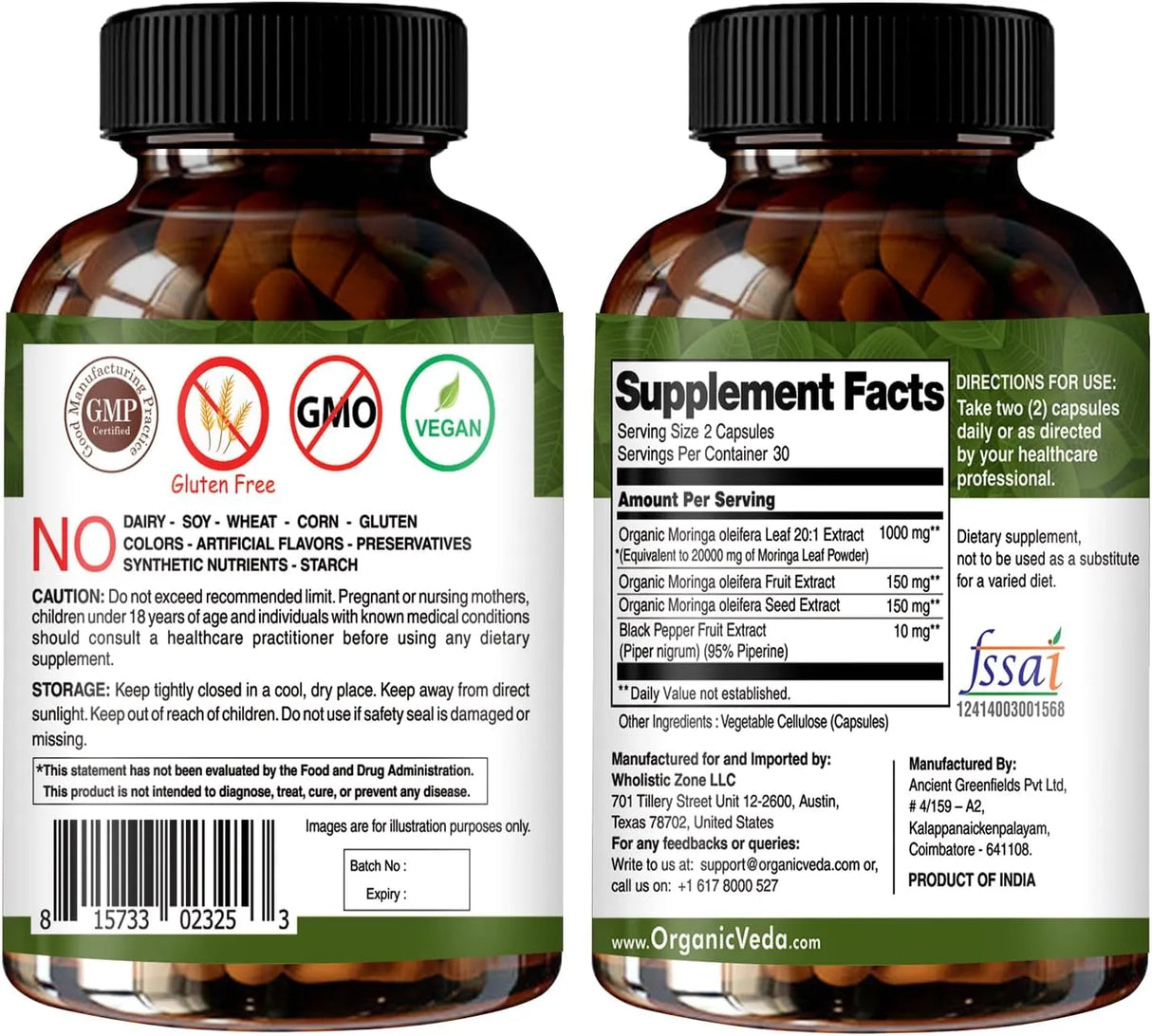 ORGANIC VEDA - Organic Veda Moringa 60 Capsulas - The Red Vitamin MX - Suplementos Alimenticios - {{ shop.shopifyCountryName }}