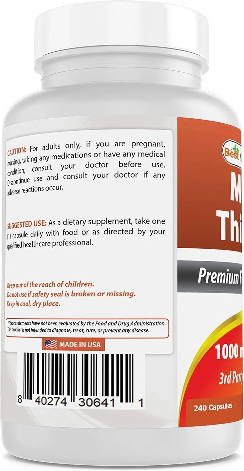 BEST NATURALS - Best Naturals Milk Thistle Extract 1000Mg. 240 Capsulas - The Red Vitamin MX - Suplementos Alimenticios - {{ shop.shopifyCountryName }}