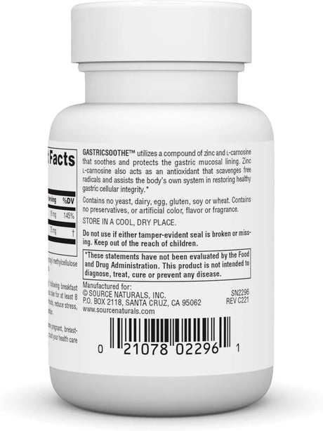 SOURCE NATURALS - Source Naturals GastricSoothe Zinc L Carnosine 60 Capsulas - The Red Vitamin MX - Suplementos Alimenticios - {{ shop.shopifyCountryName }}