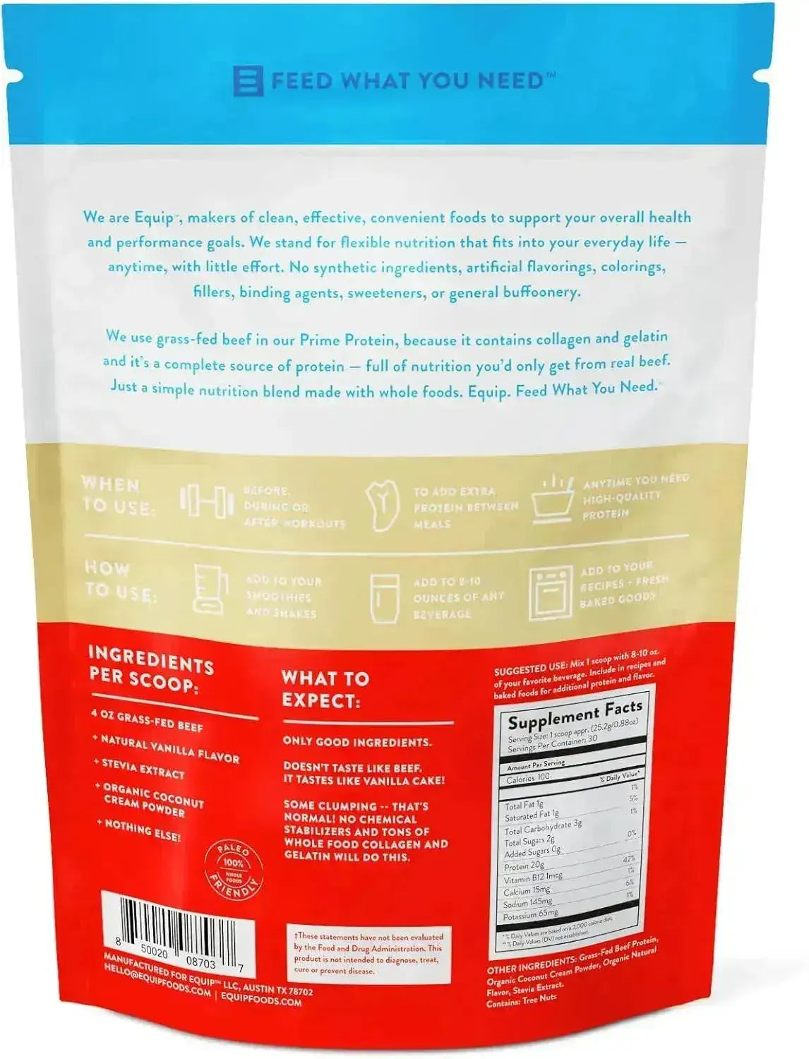 EQUIP FOODS - Equip Foods Prime Protein Powder Grass Fed Beef Protein Isolate Vanilla 758Gr. - The Red Vitamin MX - Suplementos Alimenticios - {{ shop.shopifyCountryName }}