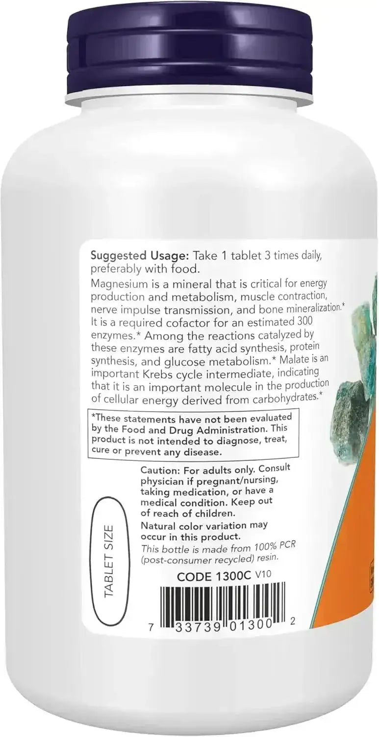 NOW SUPPLEMENTS - NOW Supplements Magnesium Malate 1000Mg. 180 Tabletas - The Red Vitamin MX - Suplementos Alimenticios - {{ shop.shopifyCountryName }}