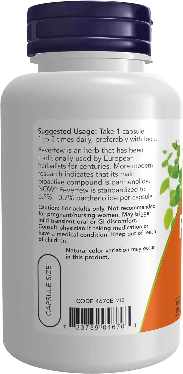 NOW SUPPLEMENTS - NOW Supplements Feverfew 100 Capsulas - The Red Vitamin MX - Suplementos Alimenticios - {{ shop.shopifyCountryName }}