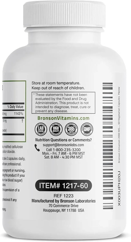 BRONSON - Bronson Cinnamon Plus Chromium Picolinate 60 Capsulas - The Red Vitamin MX - Suplementos Alimenticios - {{ shop.shopifyCountryName }}
